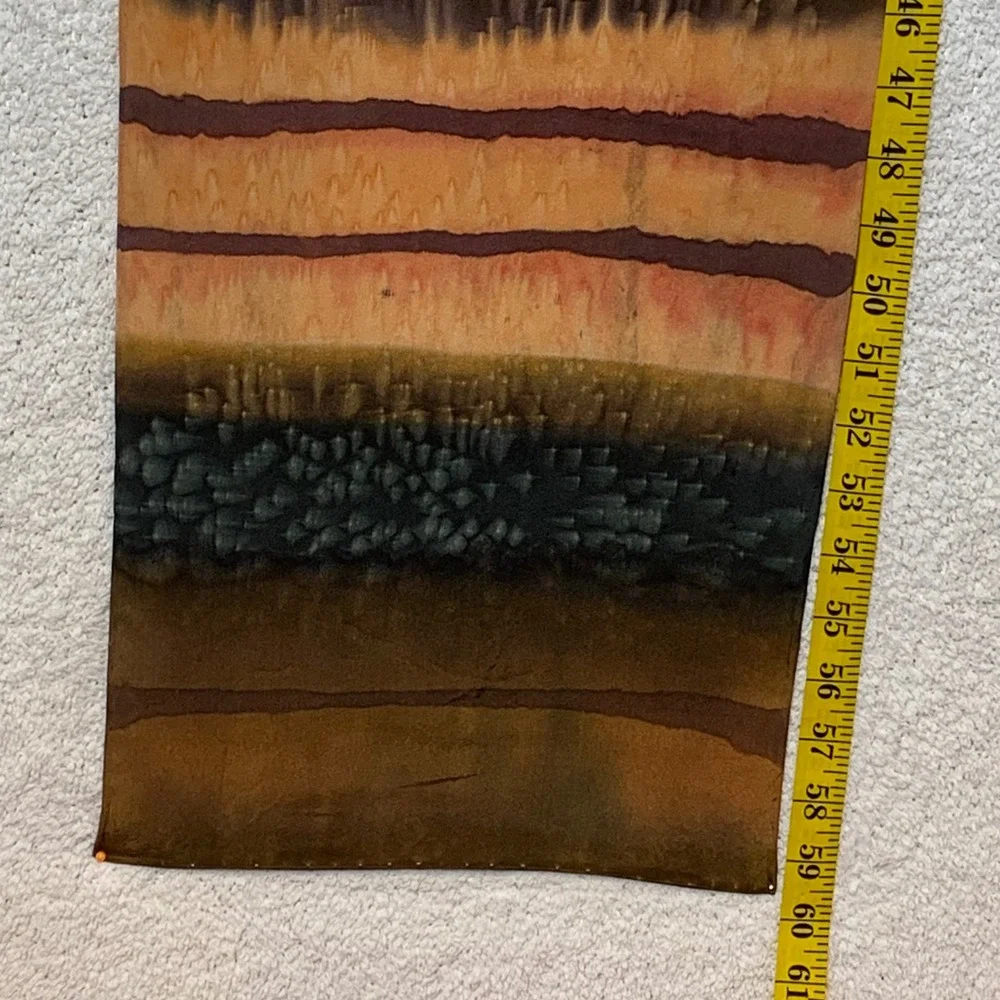 Vintage Laura Quilty Signed Silk Scarf Abstract Landscape Print Earth Tones 60